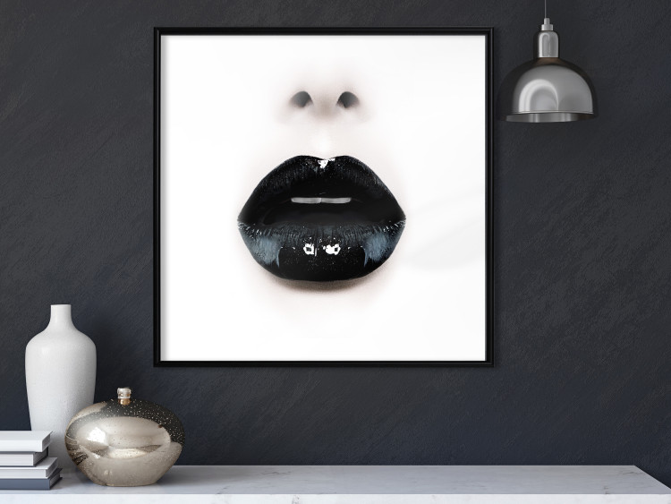 Wall Poster Black Lipstick - simple composition with a woman's face with dark lips 120459 additionalImage 5