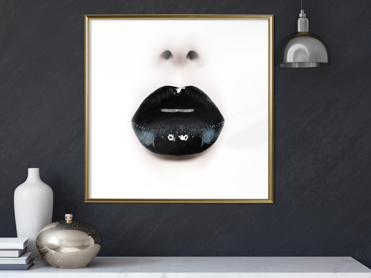 Wall Poster Black Lipstick - simple composition with a woman's face with dark lips 120459 additionalImage 7