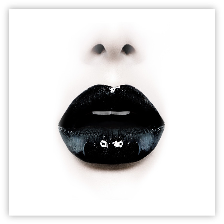 Wall Poster Black Lipstick - simple composition with a woman's face with dark lips 120459