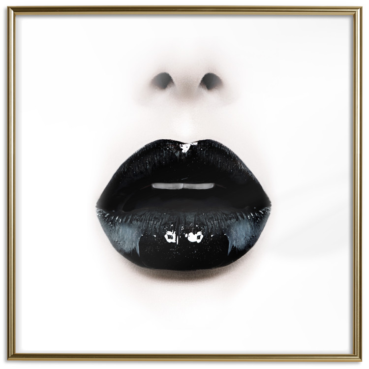 Wall Poster Black Lipstick - simple composition with a woman's face with dark lips 120459 additionalImage 20
