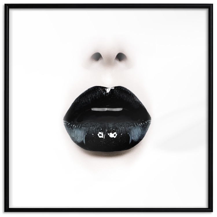 Wall Poster Black Lipstick - simple composition with a woman's face with dark lips 120459 additionalImage 15