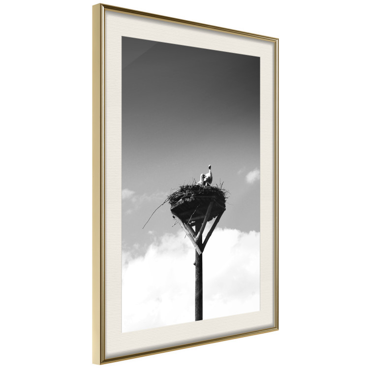 Poster Stork's Nest - photograph of birds in a nest against a sky and clouds backdrop 122359 additionalImage 2