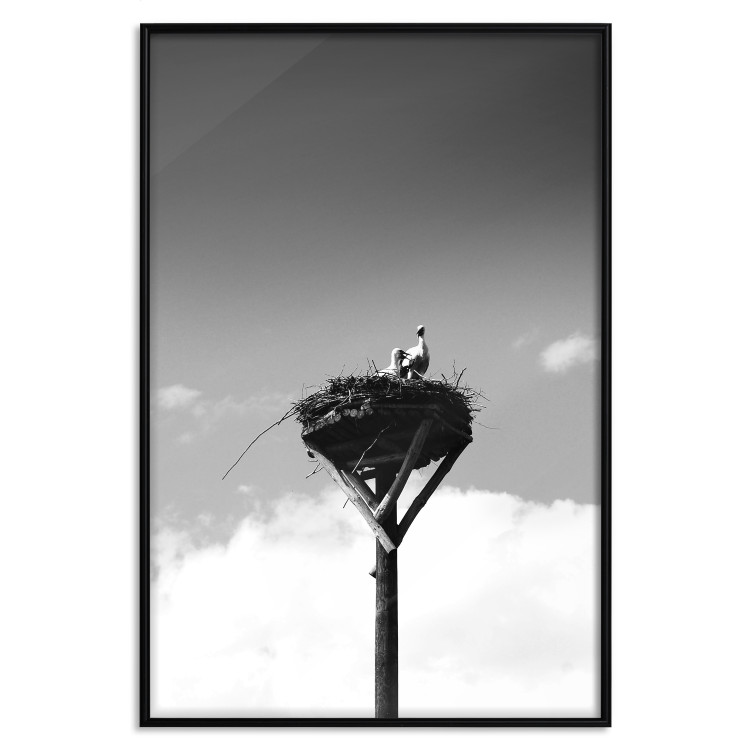 Poster Stork's Nest - photograph of birds in a nest against a sky and clouds backdrop 122359 additionalImage 15