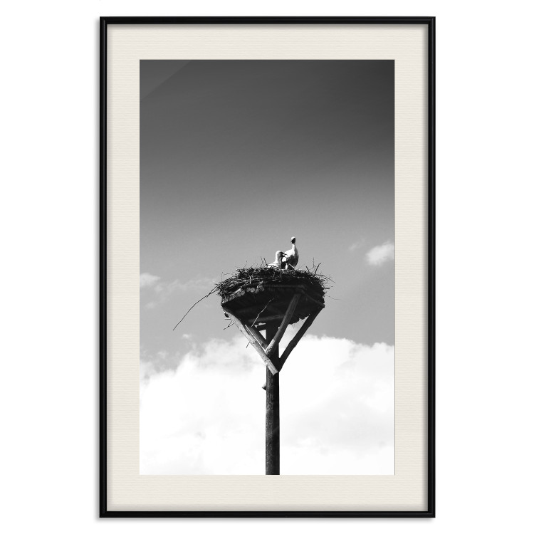 Poster Stork's Nest - photograph of birds in a nest against a sky and clouds backdrop 122359 additionalImage 27
