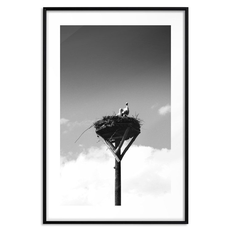 Poster Stork's Nest - photograph of birds in a nest against a sky and clouds backdrop 122359 additionalImage 19