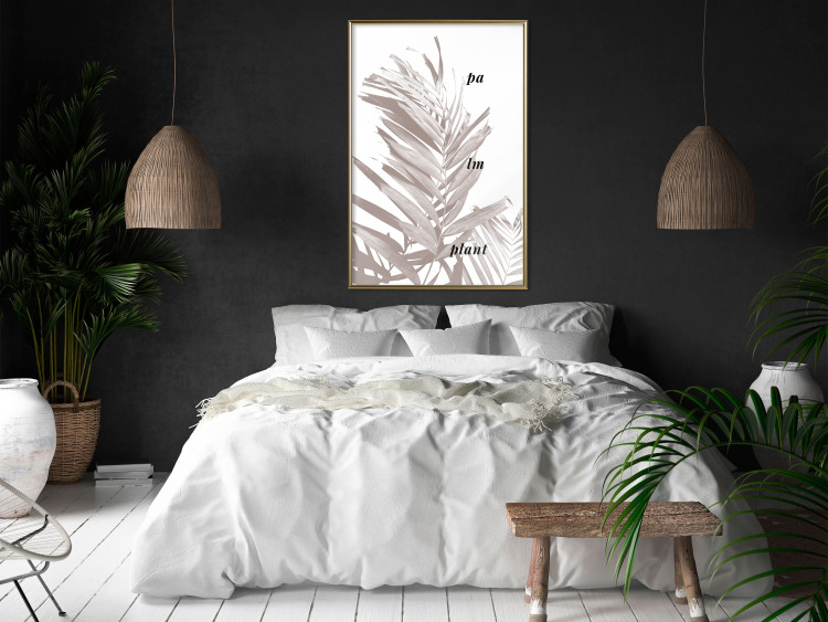 Wall Poster Palm Plant - gray palm leaf with English text on a white background 122959 additionalImage 5