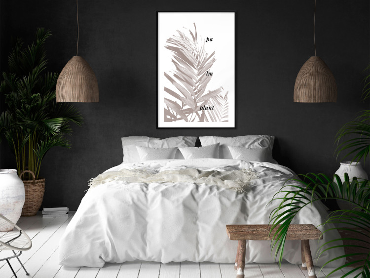 Wall Poster Palm Plant - gray palm leaf with English text on a white background 122959 additionalImage 4