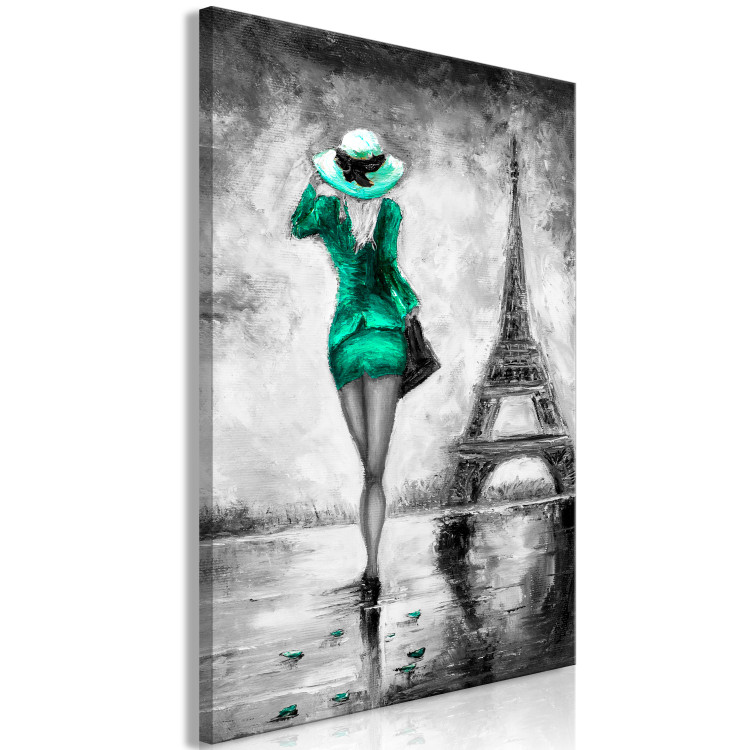 Canvas Print Walk under the Eiffel Tower - graphic, woman and symbol of Paris 123059 additionalImage 2