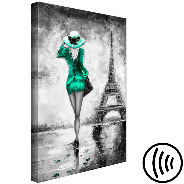 Canvas Print Walk under the Eiffel Tower - graphic, woman and symbol of Paris 123059 additionalImage 6