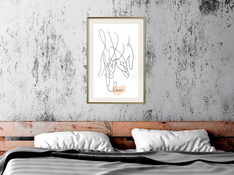 Poster Entangled Feeling - line art of holding hands and English text 125359 additionalImage 21