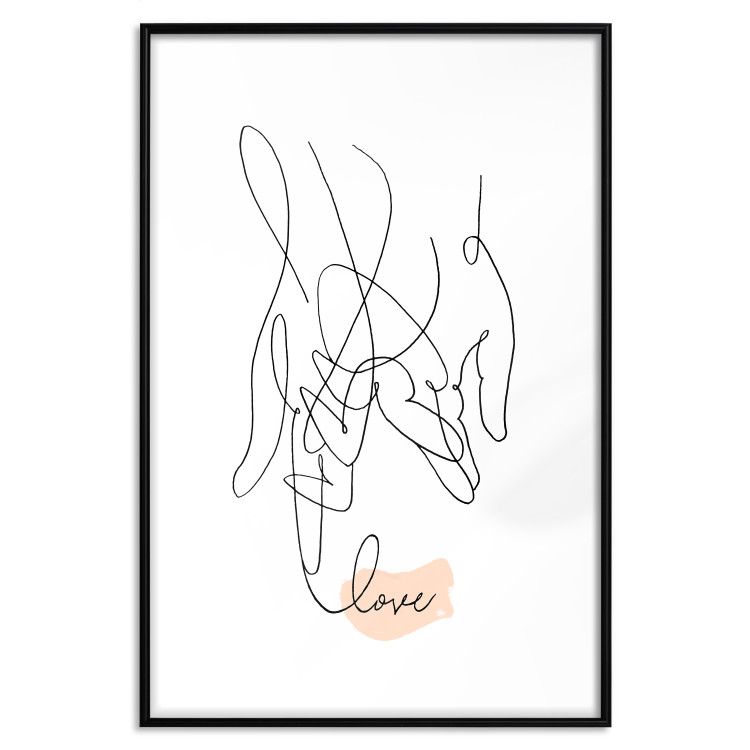 Poster Entangled Feeling - line art of holding hands and English text 125359 additionalImage 15