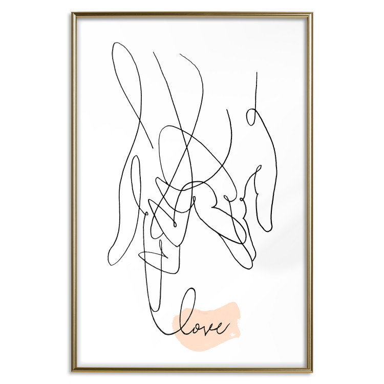Poster Entangled Feeling - line art of holding hands and English text 125359 additionalImage 20