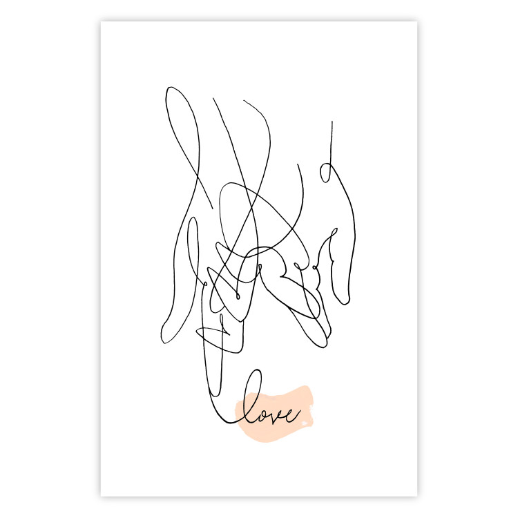 Poster Entangled Feeling - line art of holding hands and English text 125359 additionalImage 25
