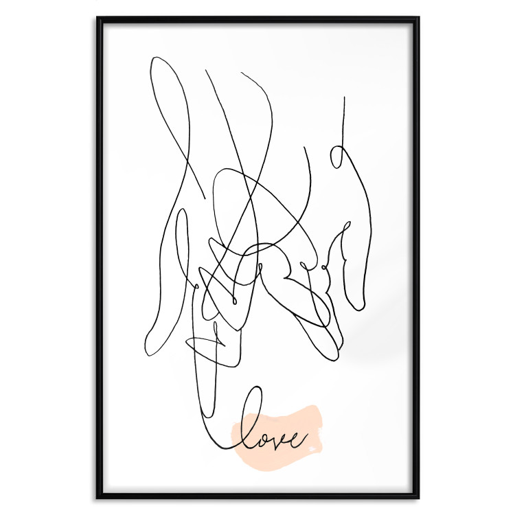 Poster Entangled Feeling - line art of holding hands and English text 125359 additionalImage 24