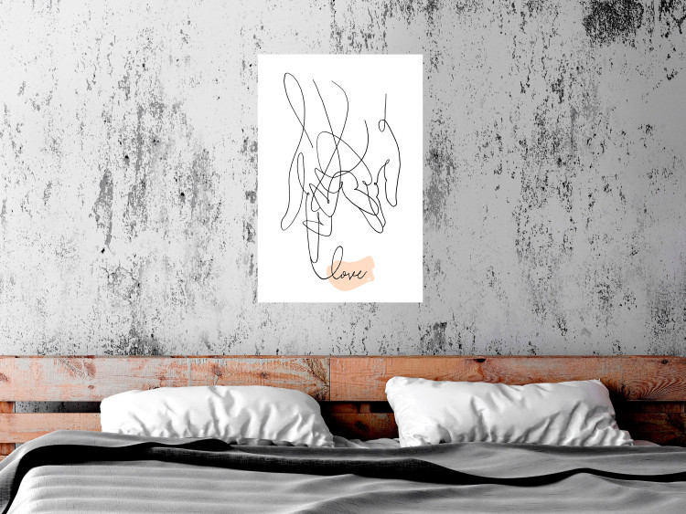 Poster Entangled Feeling - line art of holding hands and English text 125359 additionalImage 23