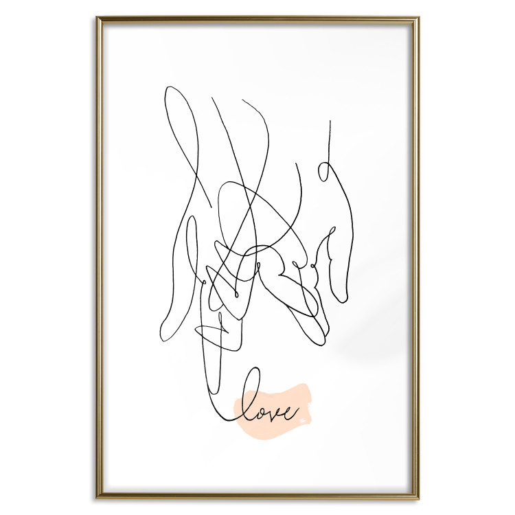 Poster Entangled Feeling - line art of holding hands and English text 125359 additionalImage 14