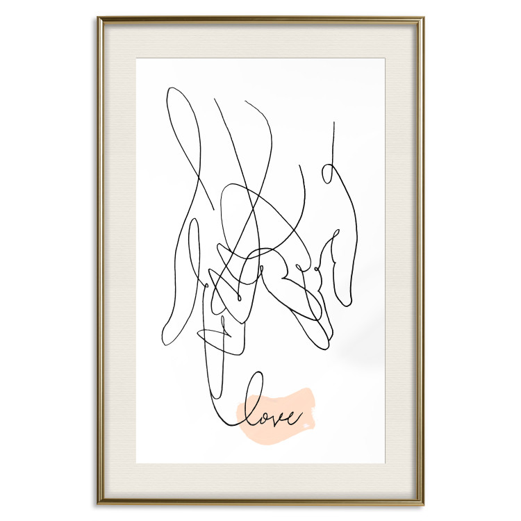 Poster Entangled Feeling - line art of holding hands and English text 125359 additionalImage 19