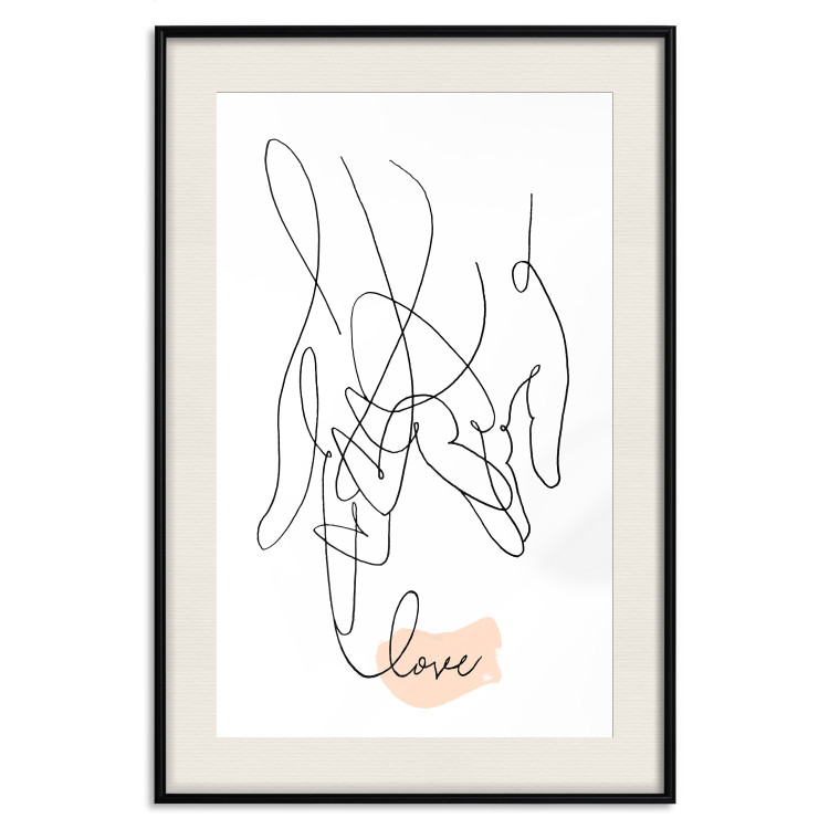 Poster Entangled Feeling - line art of holding hands and English text 125359 additionalImage 18