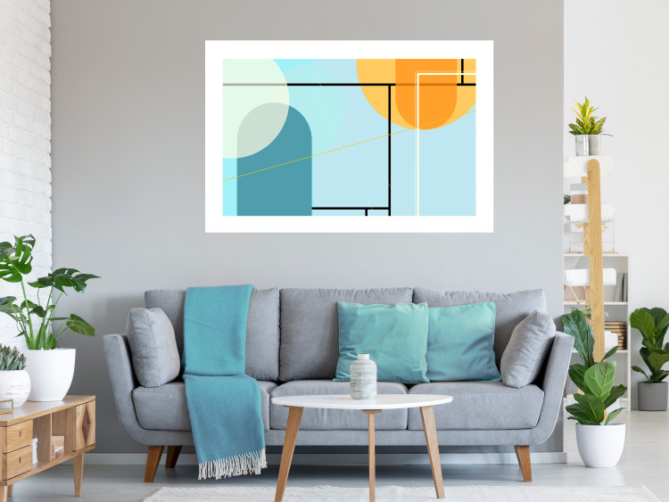 Poster Arranged Ocean - abstract colorful figures on a blue background 126559 additionalImage 3
