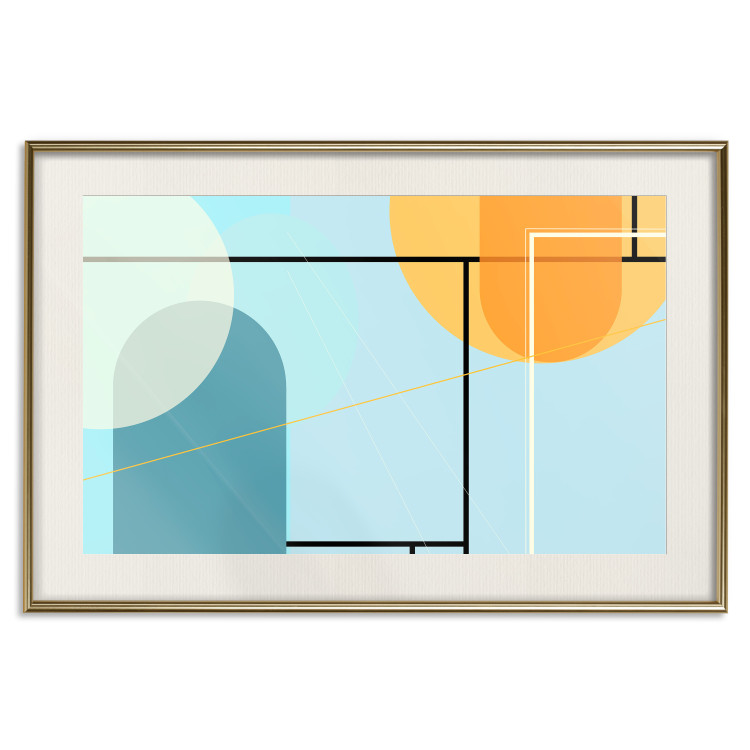 Poster Arranged Ocean - abstract colorful figures on a blue background 126559 additionalImage 20