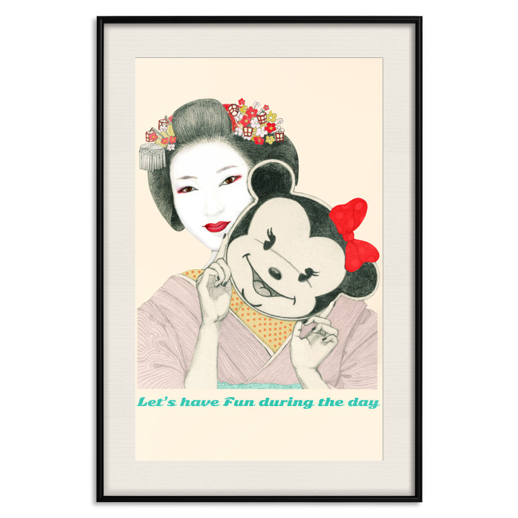 Poster Funny Geisha - portrait of a woman with a mouse mask in an oriental motif 126859 additionalImage 19