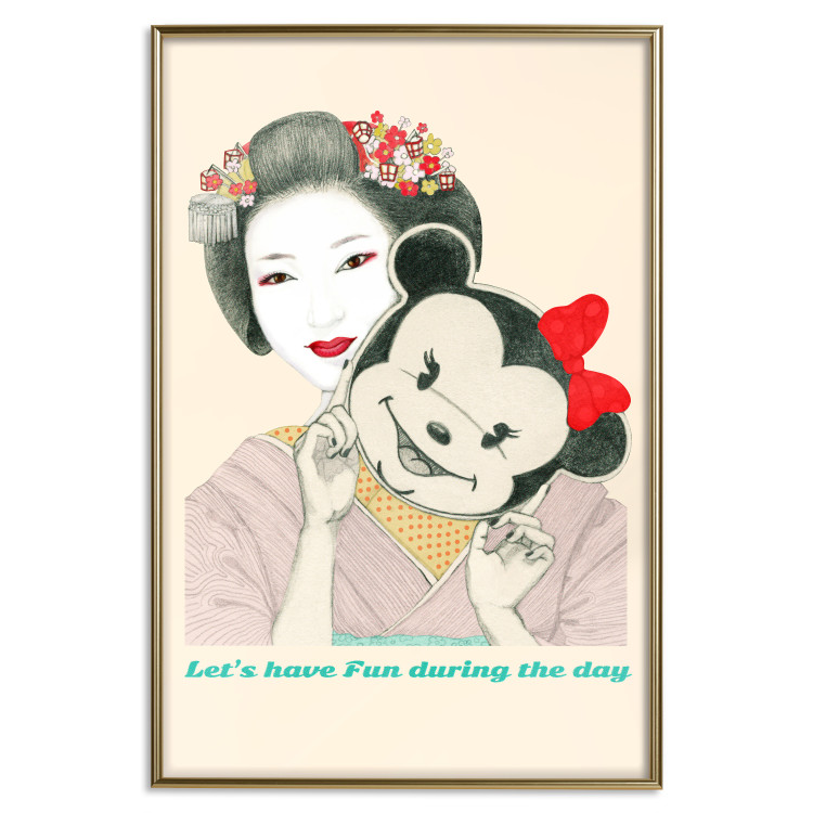 Poster Funny Geisha - portrait of a woman with a mouse mask in an oriental motif 126859 additionalImage 21