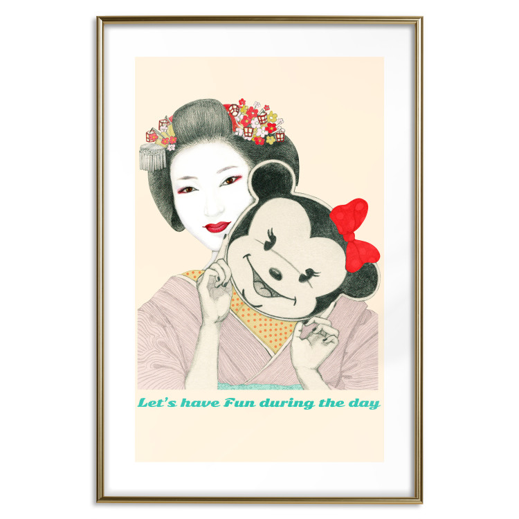 Poster Funny Geisha - portrait of a woman with a mouse mask in an oriental motif 126859 additionalImage 14