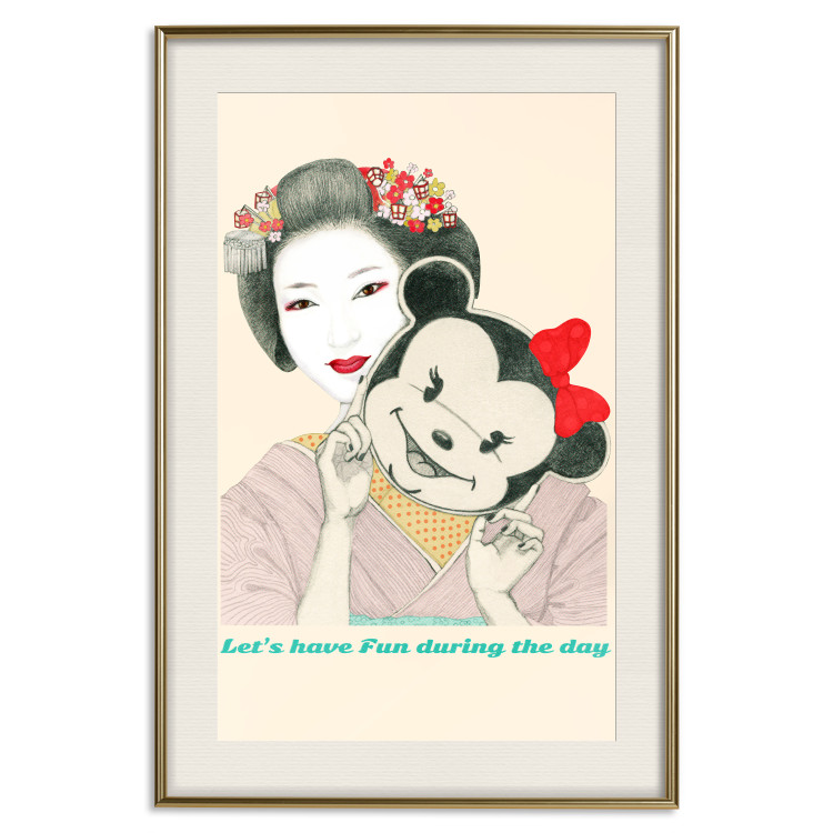 Poster Funny Geisha - portrait of a woman with a mouse mask in an oriental motif 126859 additionalImage 20