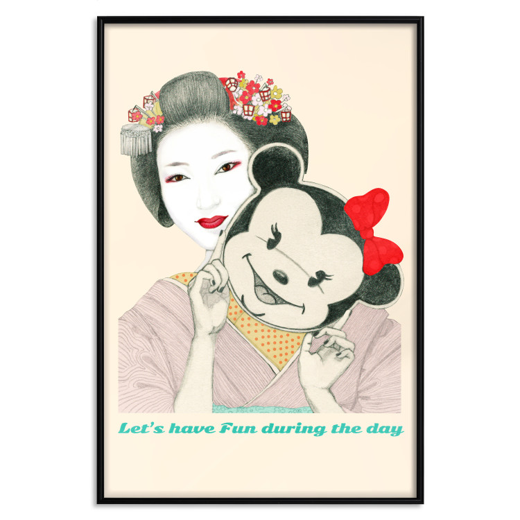 Poster Funny Geisha - portrait of a woman with a mouse mask in an oriental motif 126859 additionalImage 16