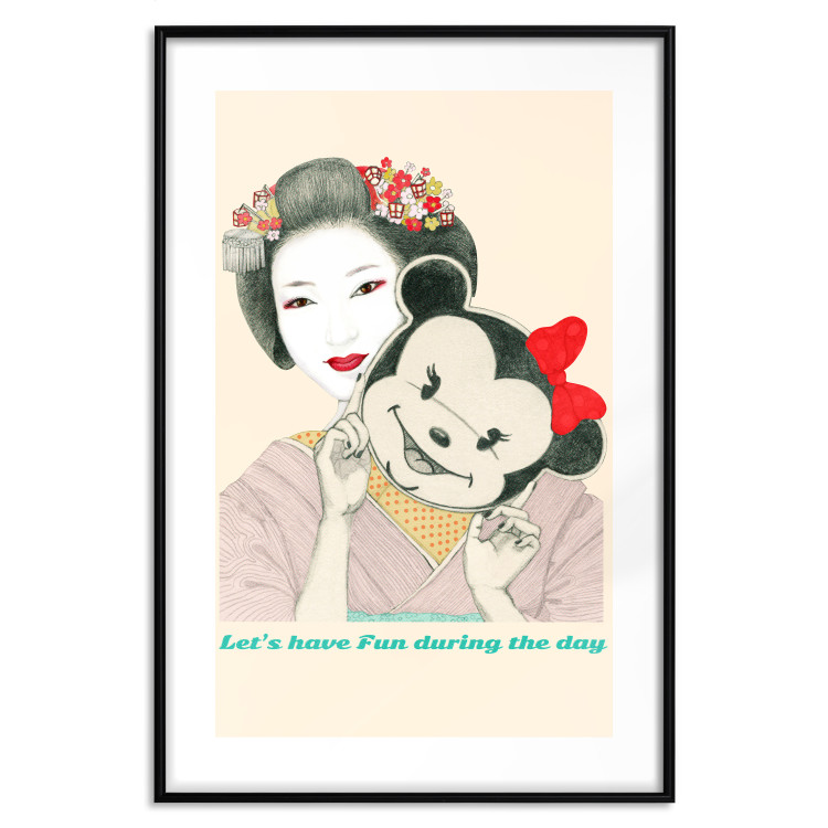 Poster Funny Geisha - portrait of a woman with a mouse mask in an oriental motif 126859 additionalImage 15