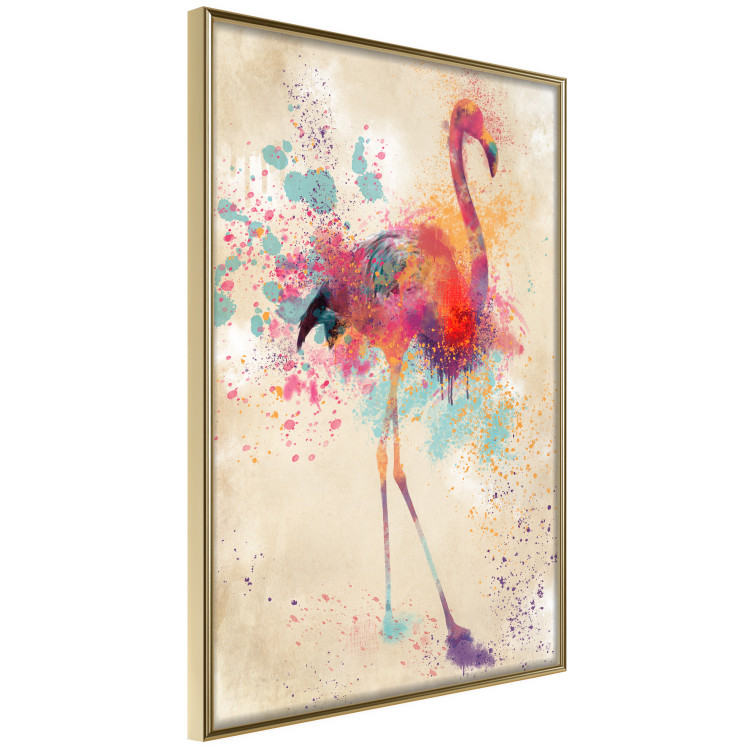 Wall Poster Watercolor Flamingo - cheerful colorful abstraction with vibrant bird 128859 additionalImage 14