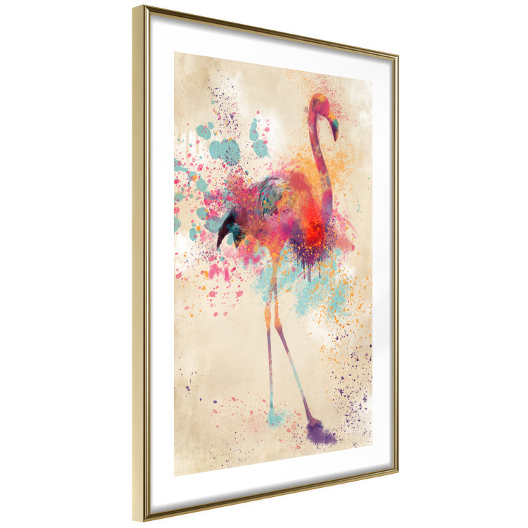 Wall Poster Watercolor Flamingo - cheerful colorful abstraction with vibrant bird 128859 additionalImage 9