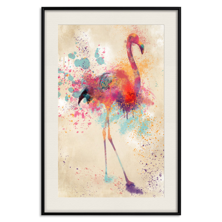 Wall Poster Watercolor Flamingo - cheerful colorful abstraction with vibrant bird 128859 additionalImage 19