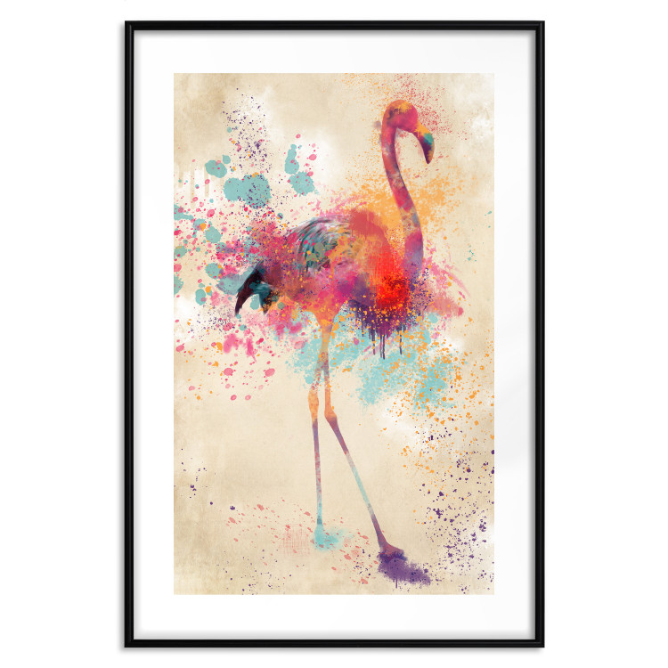 Wall Poster Watercolor Flamingo - cheerful colorful abstraction with vibrant bird 128859 additionalImage 15