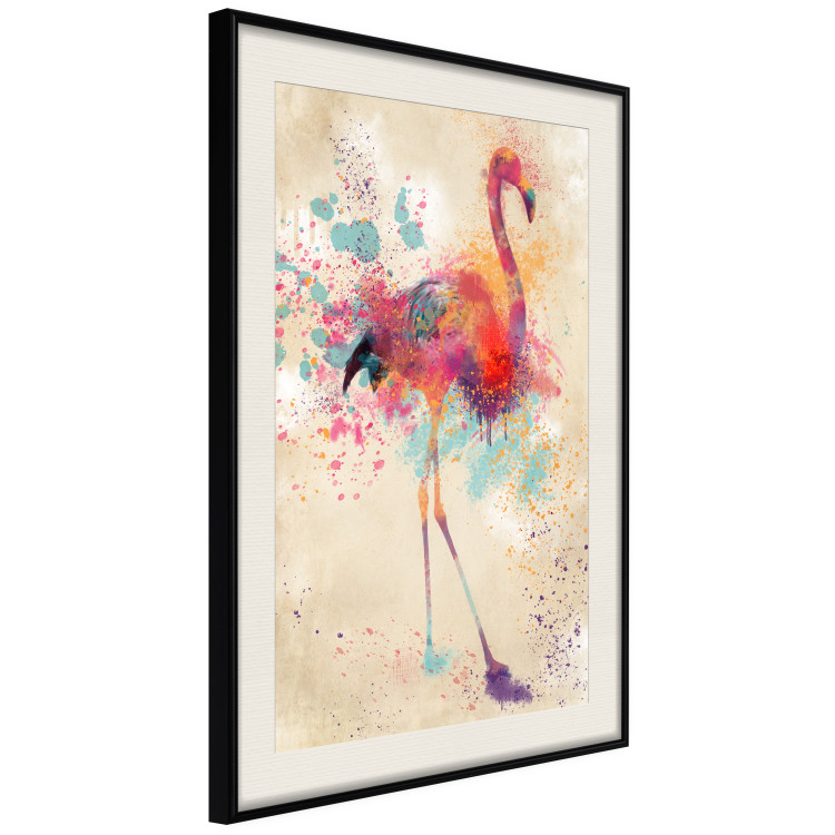 Wall Poster Watercolor Flamingo - cheerful colorful abstraction with vibrant bird 128859 additionalImage 2