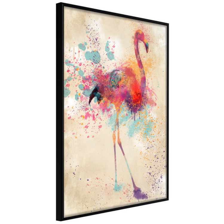 Wall Poster Watercolor Flamingo - cheerful colorful abstraction with vibrant bird 128859 additionalImage 13