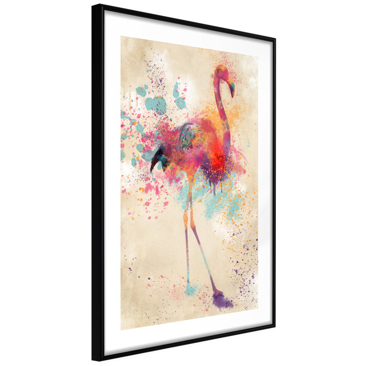 Wall Poster Watercolor Flamingo - cheerful colorful abstraction with vibrant bird 128859 additionalImage 8