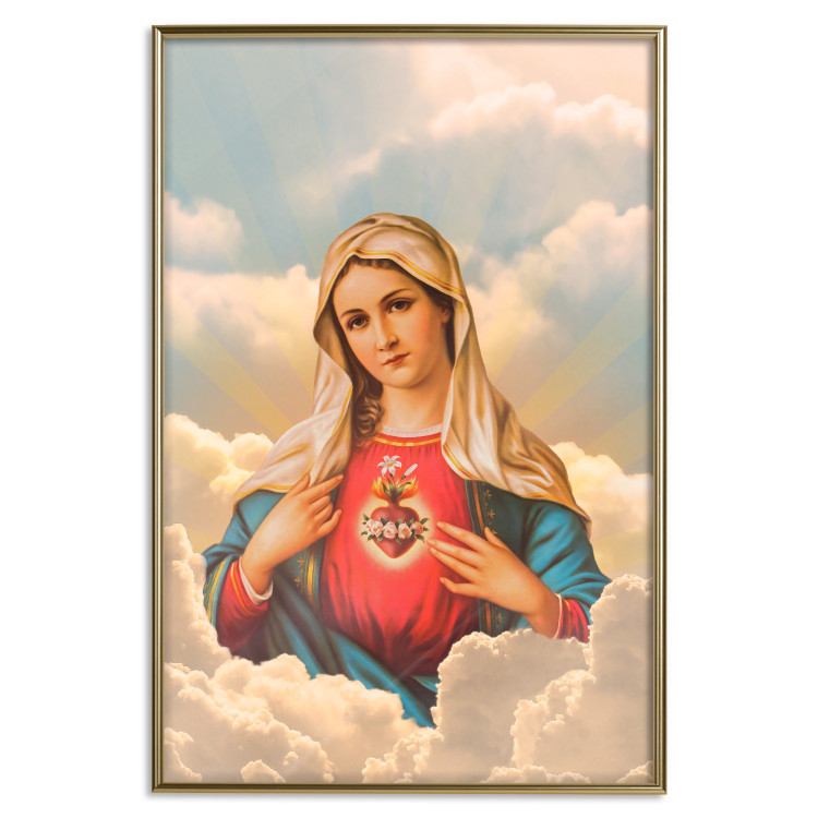 Poster Mary - sacred composition with the figure of a holy woman against a cloud backdrop 129359 additionalImage 21