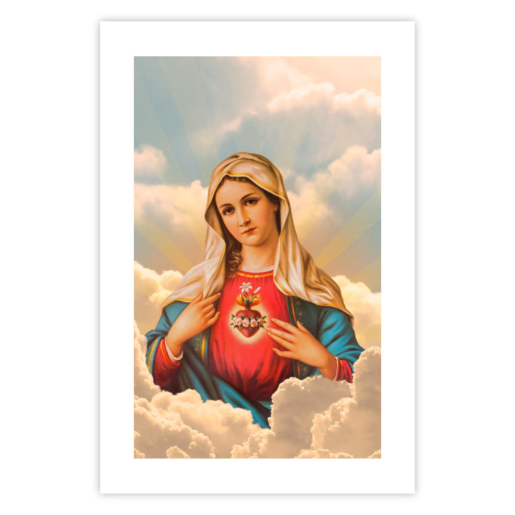 Poster Mary - sacred composition with the figure of a holy woman against a cloud backdrop 129359 additionalImage 25