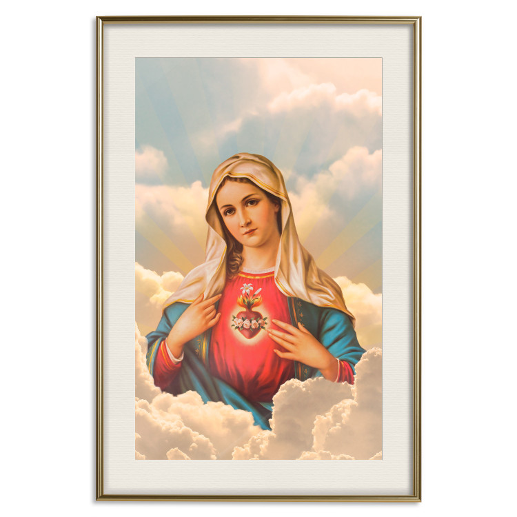 Poster Mary - sacred composition with the figure of a holy woman against a cloud backdrop 129359 additionalImage 20