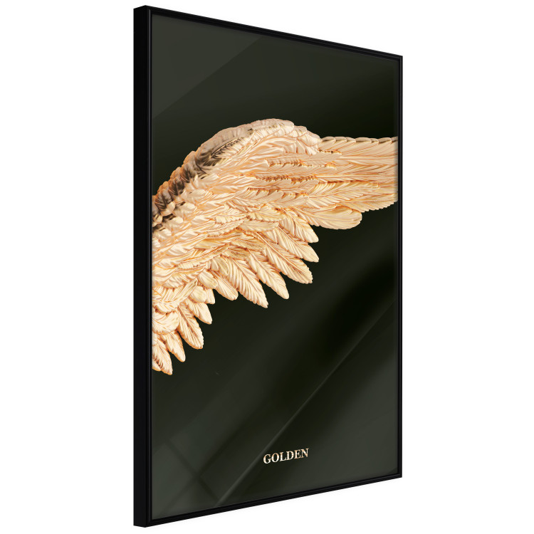 Poster Lightness of Being - wing with golden feathers on a black background 130459 additionalImage 7