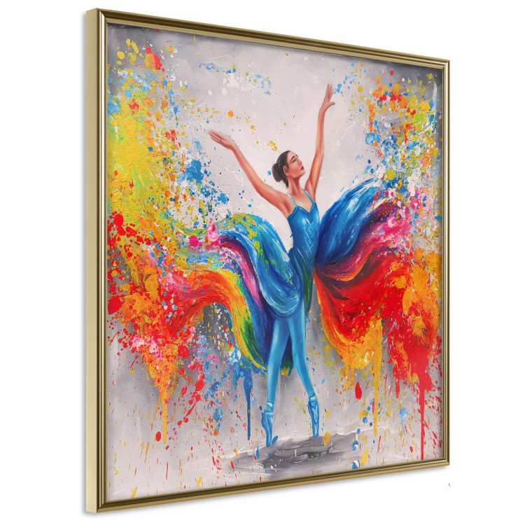 Poster Colorful Ballerina - woman in a colorful dress on a gray background 131459 additionalImage 12