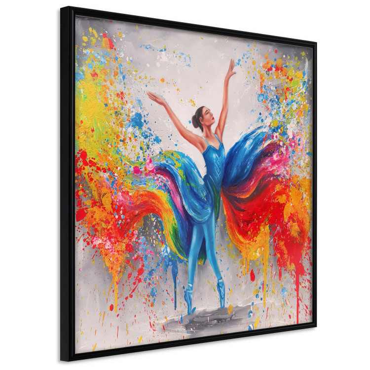 Poster Colorful Ballerina - woman in a colorful dress on a gray background 131459 additionalImage 13