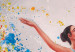 Poster Colorful Ballerina - woman in a colorful dress on a gray background 131459 additionalThumb 11