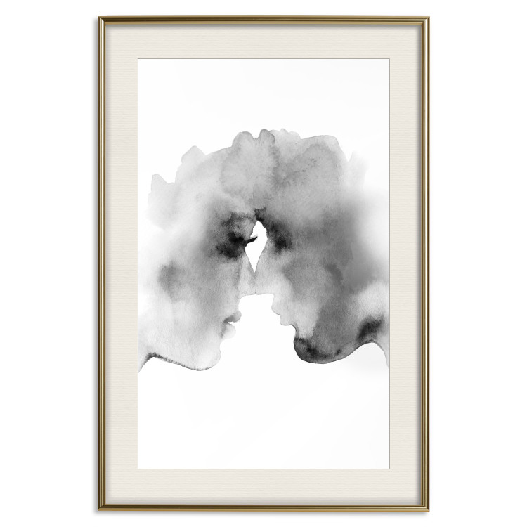 Poster Blurred Thoughts - black romantic couple on a solid white background 132159 additionalImage 20