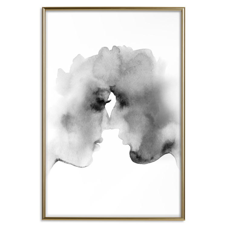 Poster Blurred Thoughts - black romantic couple on a solid white background 132159 additionalImage 21