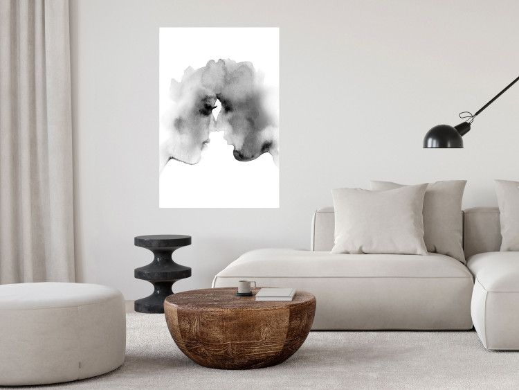 Poster Blurred Thoughts - black romantic couple on a solid white background 132159 additionalImage 2