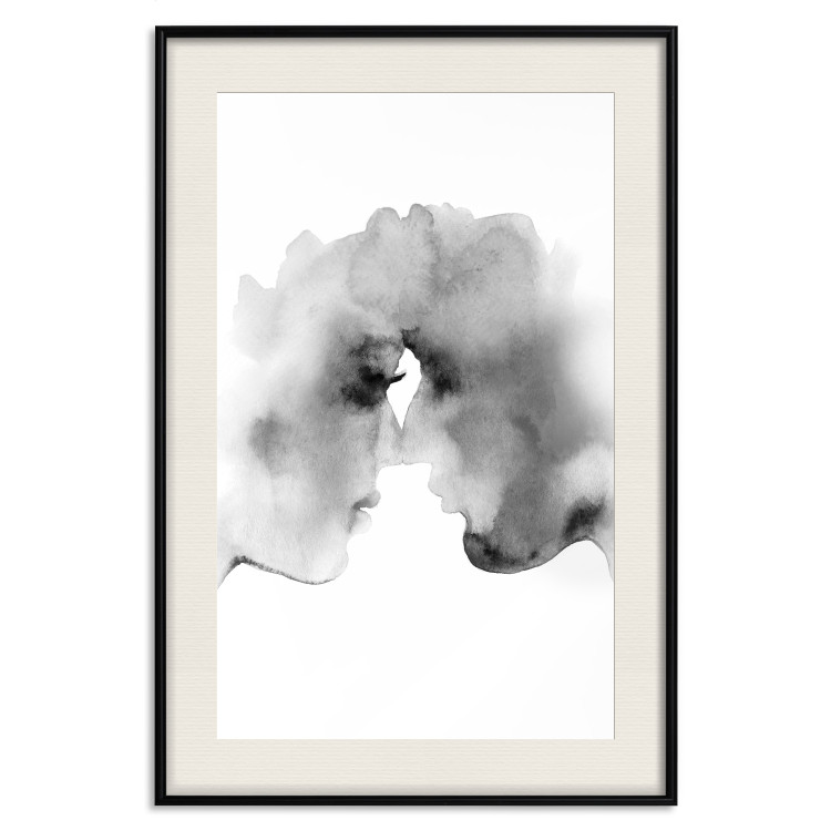 Poster Blurred Thoughts - black romantic couple on a solid white background 132159 additionalImage 19