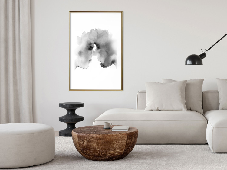 Poster Blurred Thoughts - black romantic couple on a solid white background 132159 additionalImage 15