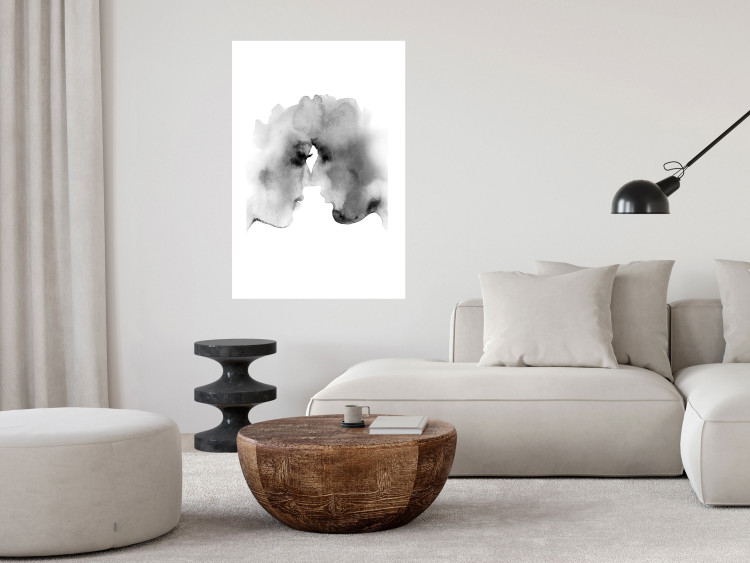 Poster Blurred Thoughts - black romantic couple on a solid white background 132159 additionalImage 5